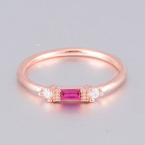 Refined Slight Anillos Chic Rectangle Round CZ Rings For Woman, HA4199-6
